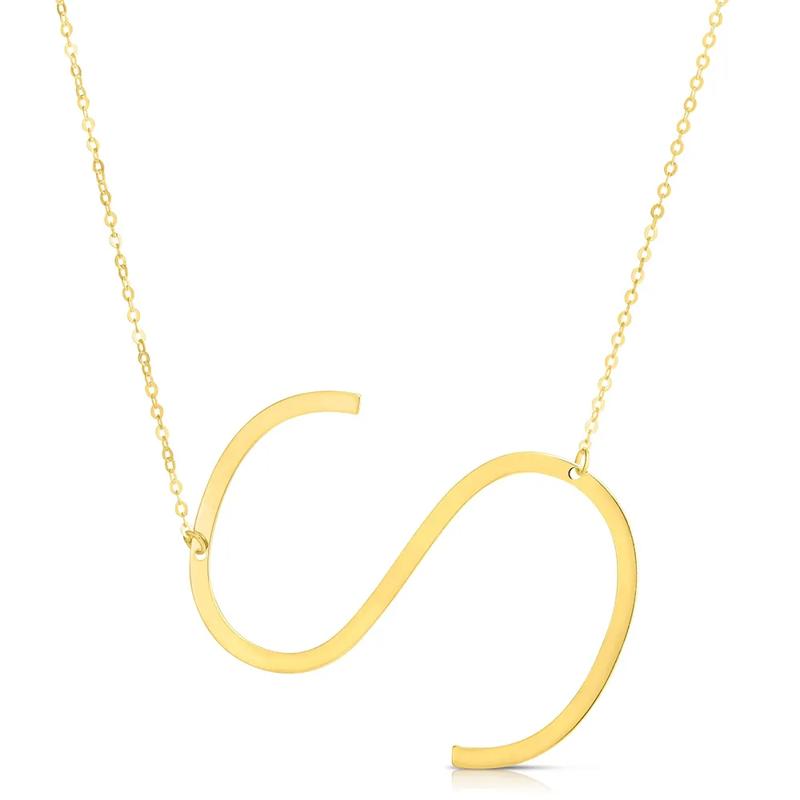 &quot;S&quot; Initial Necklace in 14K Yellow Gold – Image 1 of 3