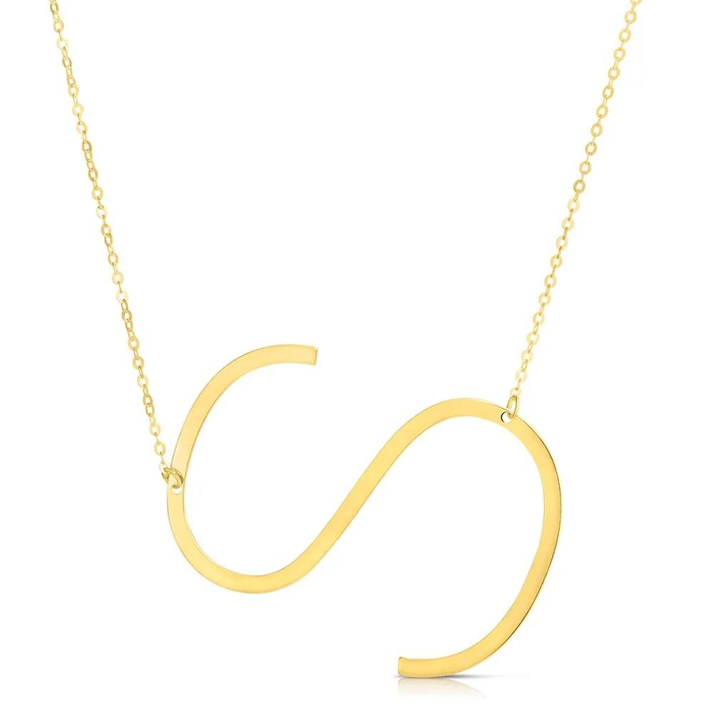 "S" Initial Necklace in 14K Yellow Gold – Image 1 of 3