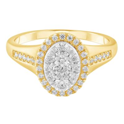 Diamond Oval Halo Composite Engagement Ring in 10K Yellow & White Gold (5/8 ct. tw.)