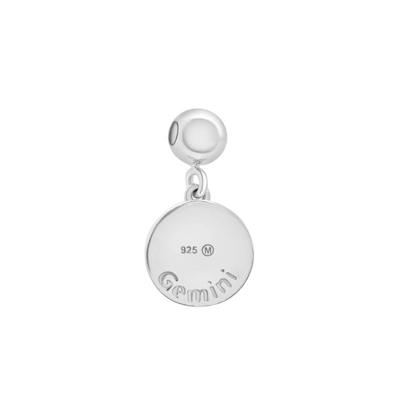 Gemini Zodiac Disc Bead Charm in Sterling Silver – Image 3 of 3