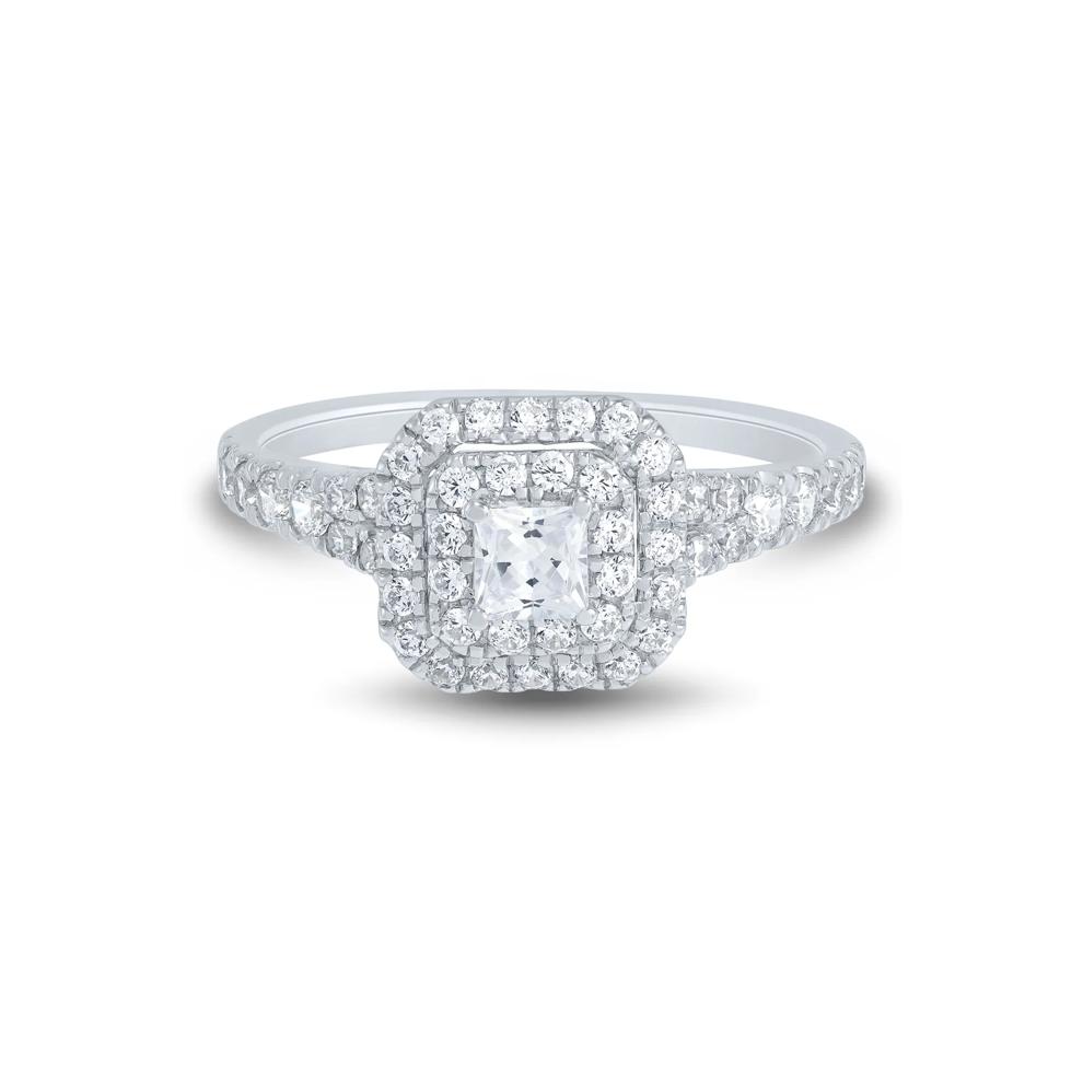 Princess-Cut Double Halo Engagement Ring in 14K White Gold (3/4 ct. tw.) – Image 1 of 3