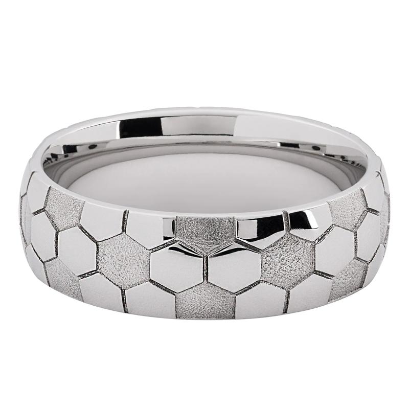 Men&#39;s Domed Soccer Ball Band in Cobalt Chrome, 7MM – Image 1 of 3