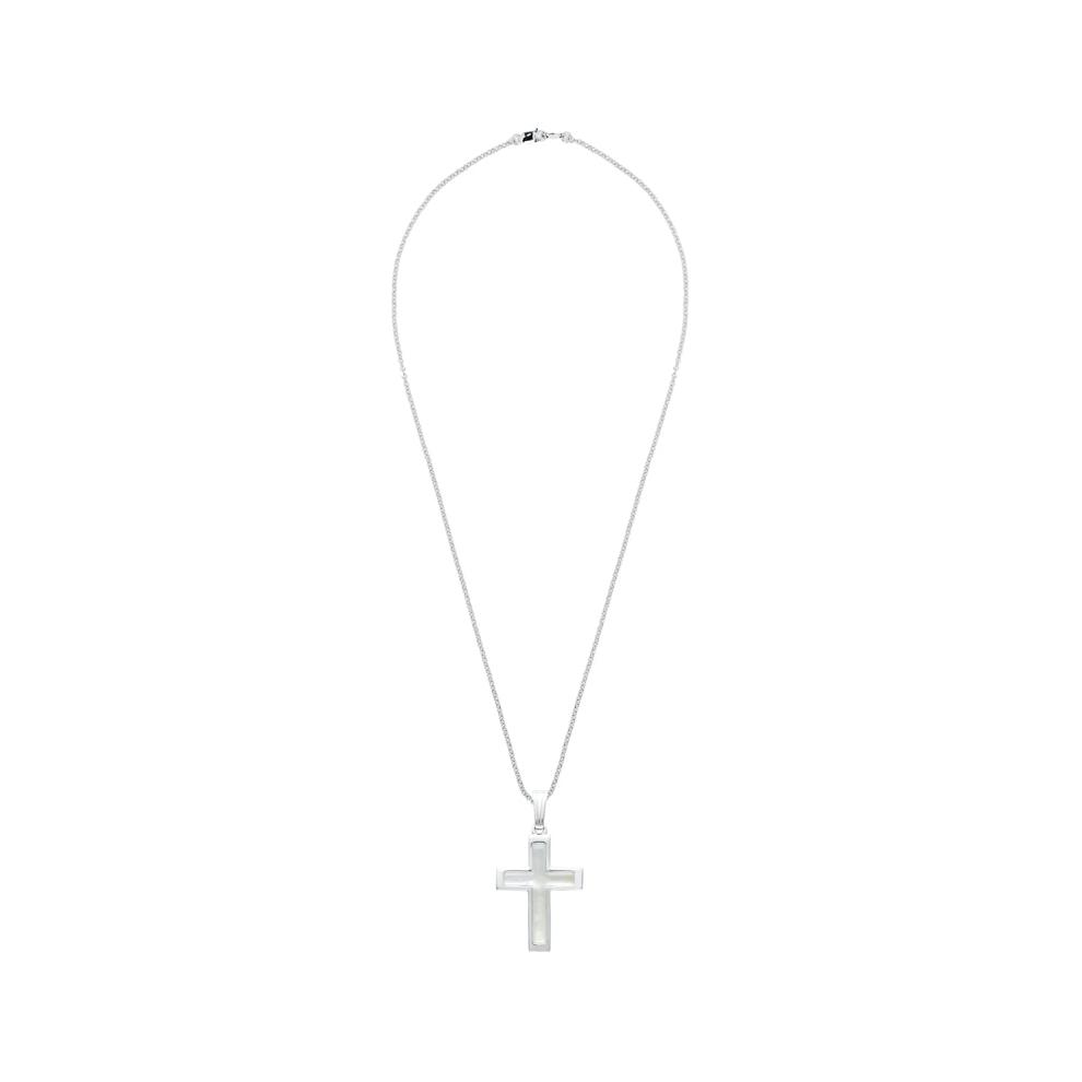 Mother of Pearl Cross Pendant Necklace in Sterling Silver – Image 3 of 4