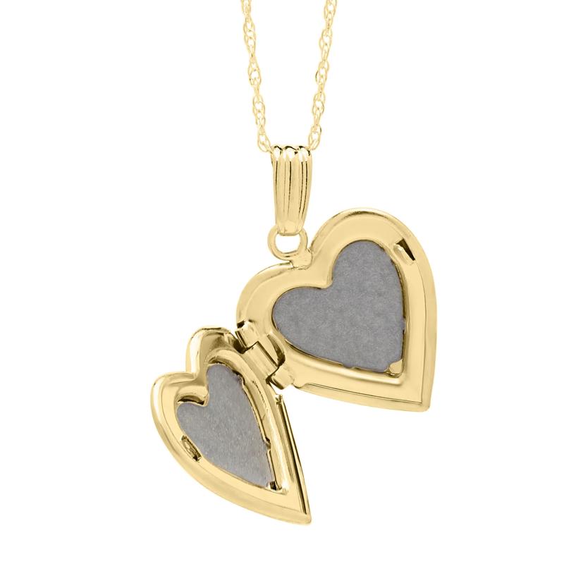 Heart-Shaped Floral Cross Locket Pendant in 14K Yellow Gold – Image 3 of 4