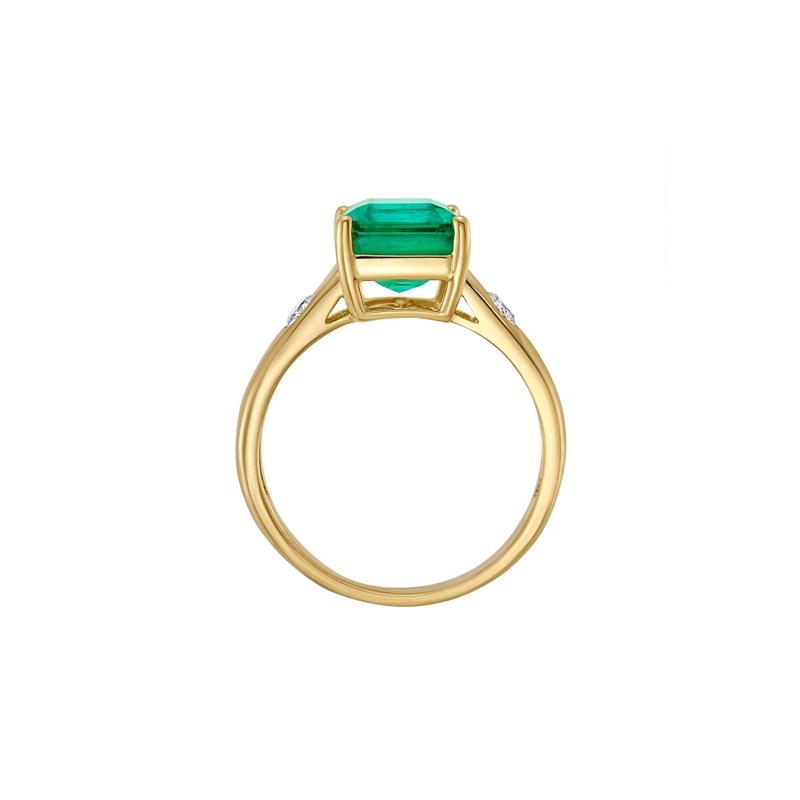 Emerald and Diamond Ring in 14K Yellow Gold &#40;1/5 ct. tw.&#41; – Image 3 of 4