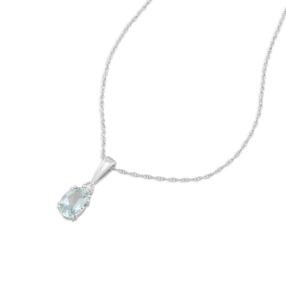 Aquamarine &amp; Diamond Accent Pendant in 10K White Gold – Image 4 of 4