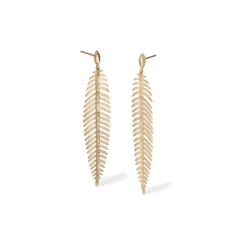 Polished Leaf Earrings in 14K Yellow Gold – Image 1 of 2