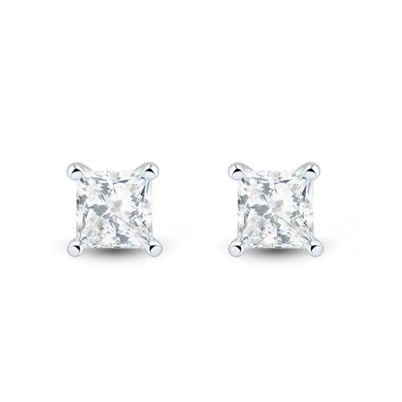 Lab Grown Diamond Princess-Cut Martini Stud in 14K White Gold &#40;1 ct. tw.&#41; – Image 2 of 3
