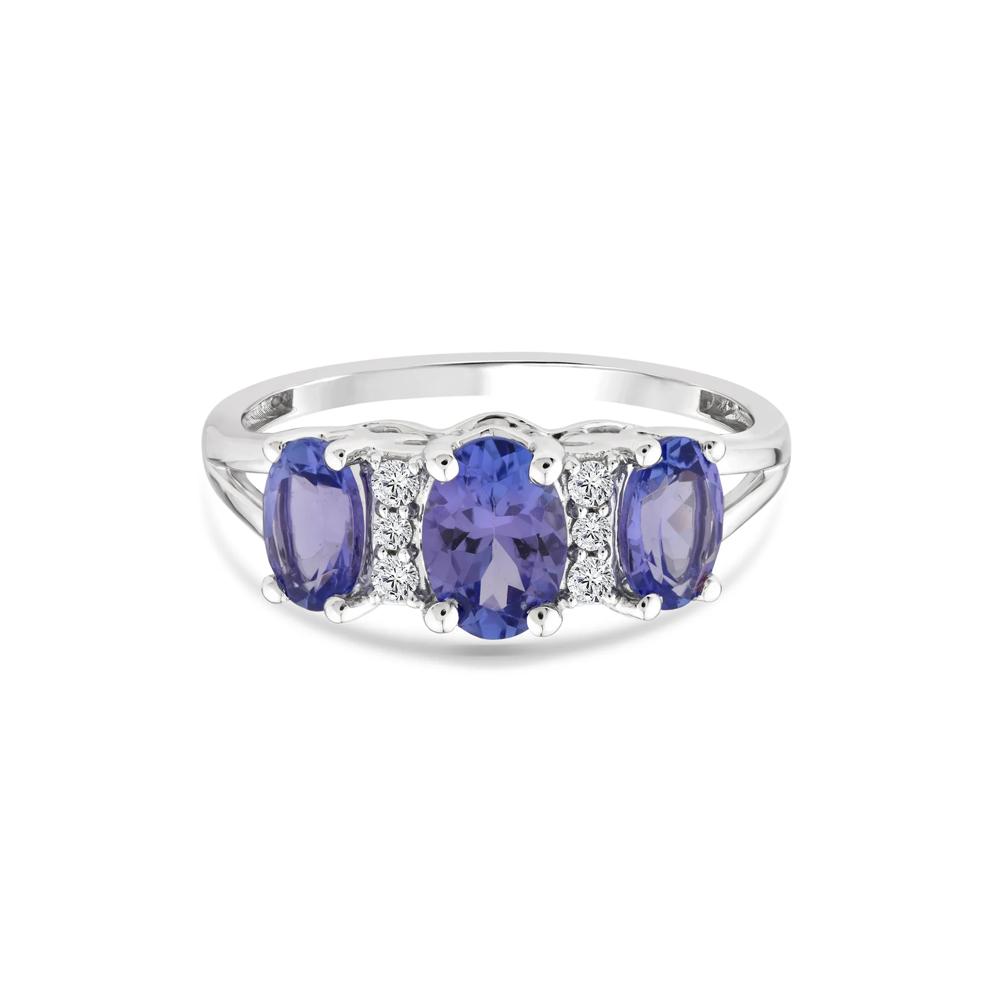 Tanzanite and Diamond Ring in 10K White Gold (1/10 ct. tw.) – Image 1 of 3