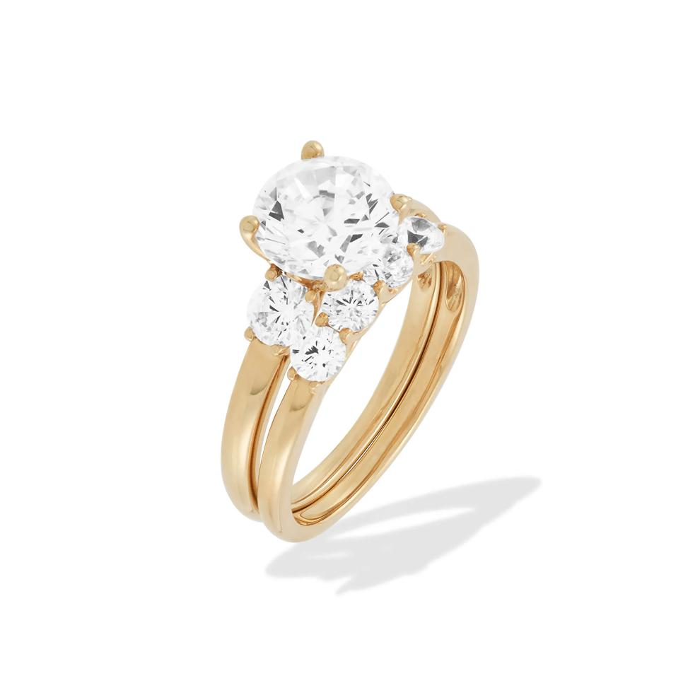 Lab Grown Diamond Round Center Three-Stone Engagement Set in 14K Yellow Gold (3 ct. tw.) – Image 5 of 6