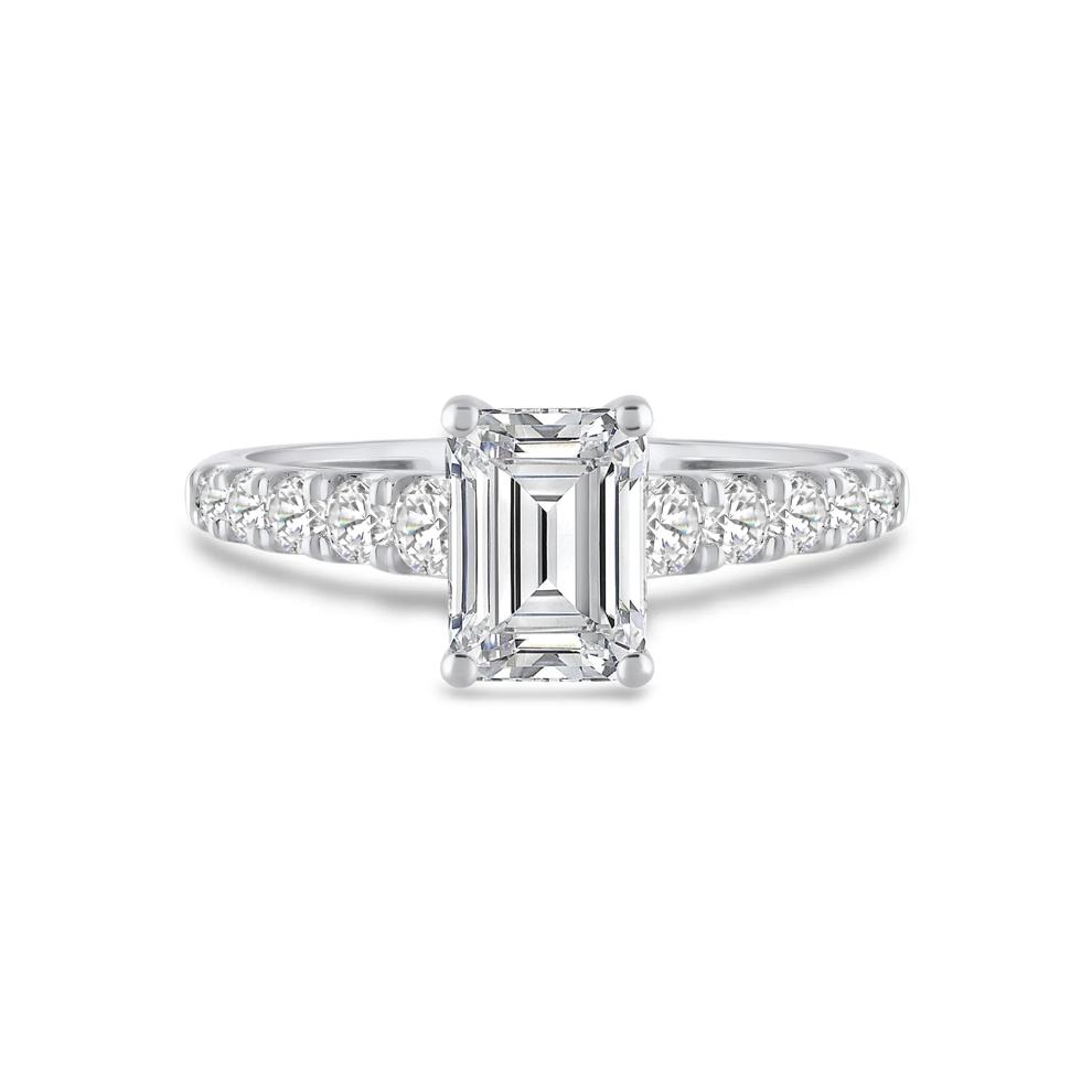 Lab Grown Diamond Emerald-Cut Center Engagement Ring in 14K White Gold (1 1/2 ct. tw.) – Image 1 of 4