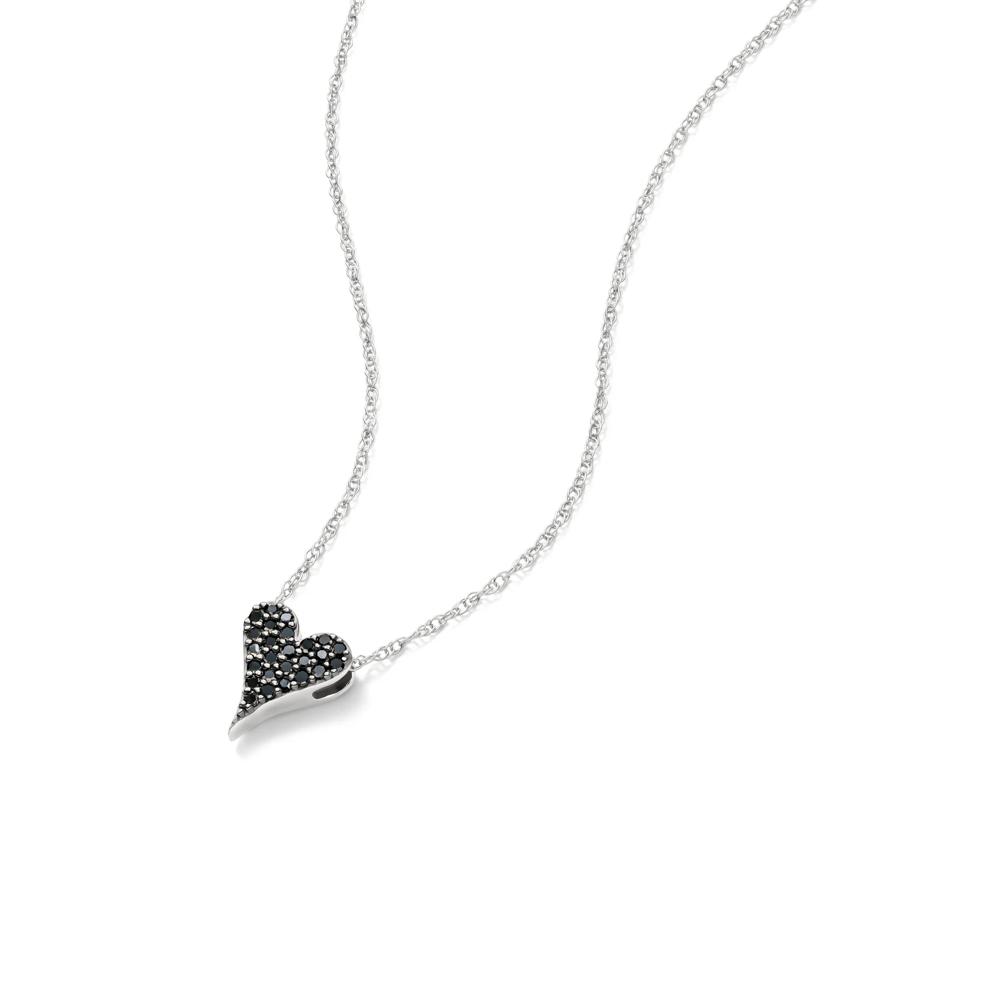 Black Diamond Heart Pendant in 10K White Gold (1/10 ct. tw.) – Image 4 of 4