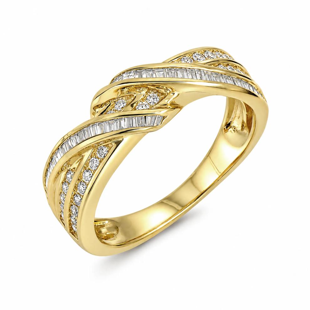 Baguette &amp; Round Diamond Ring in 10K Yellow Gold (1/3 ct. tw.) – Image 4 of 4