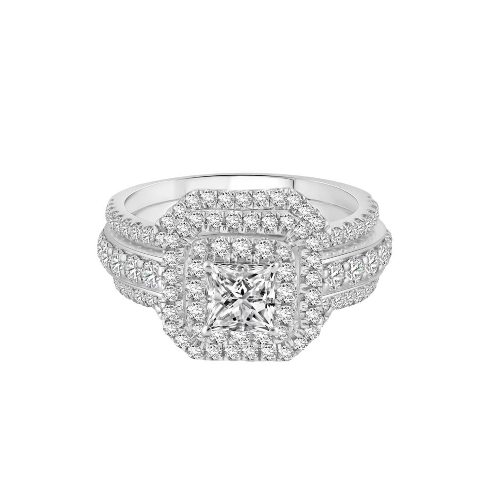 Diamond Double Halo Three-Piece Bridal Set in 14K Gold (2 ct. tw.) – Image 1 of 6