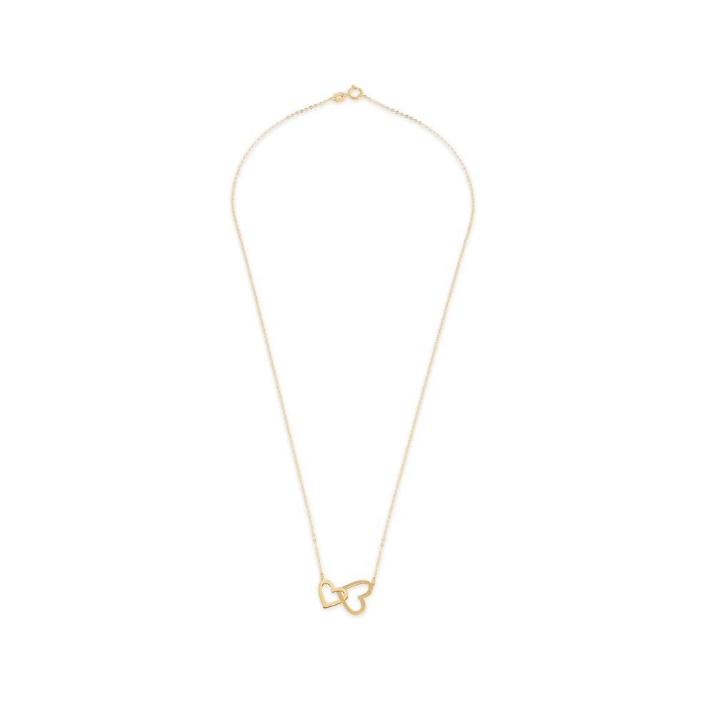 Interlocking Heart Pendant Necklace in 10K Yellow Gold – Image 3 of 4
