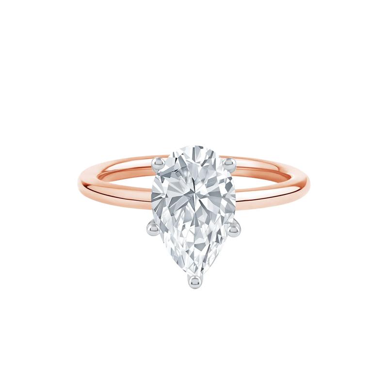 Lab Grown Diamond Pear-Shaped Solitaire Engagement Ring in 14K Rose Gold &#40;2 ct.&#41; – Image 1 of 4