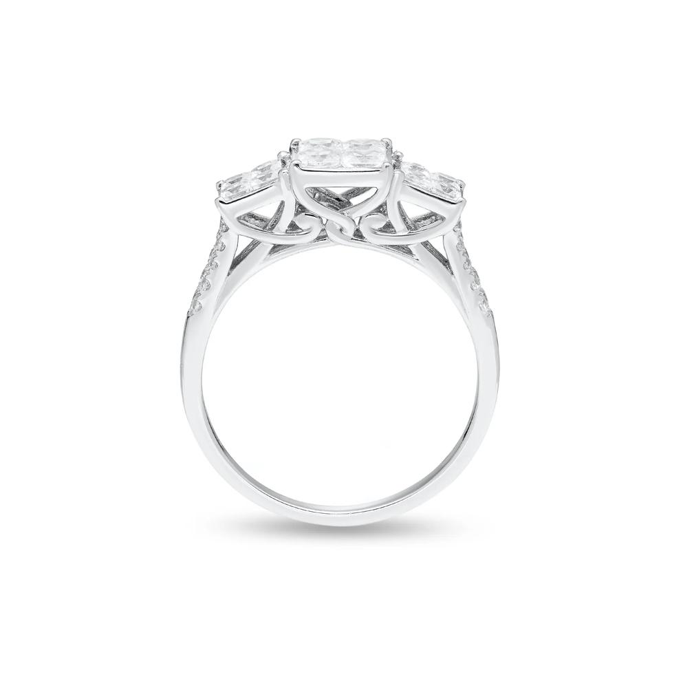 Diamond Three-Stone Princess-Cut Composite Engagement Ring in 14K White Gold (1 ct. tw.) – Image 2 of 4