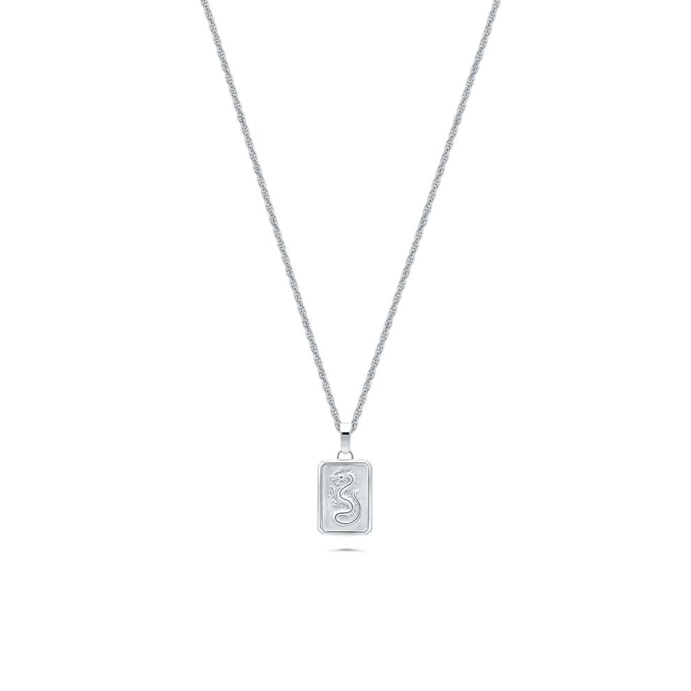 Men's Diamond Accent Dragon Lock Pendant Necklace in Sterling Silver – Image 1 of 4