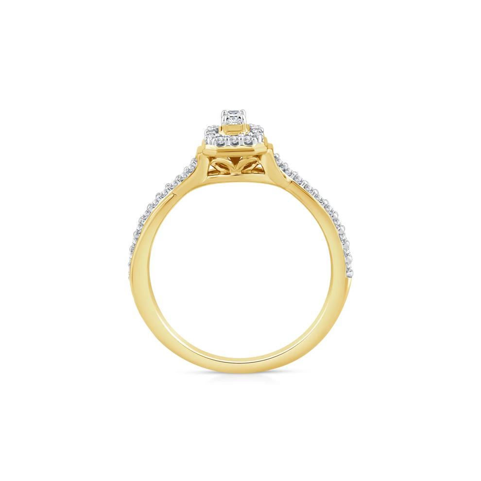Emerald-Cut Halo Promise Ring in 10K Yellow Gold (1/3 ct. tw.) – Image 2 of 3