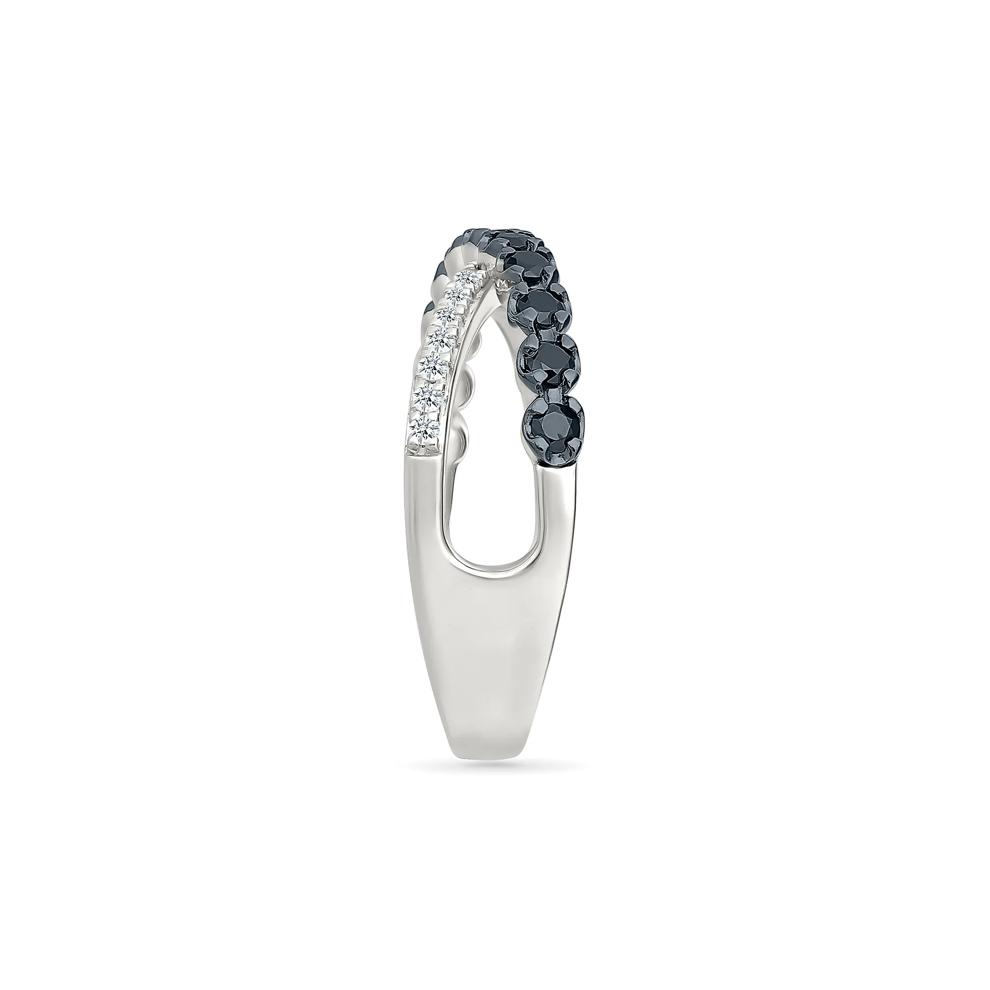 Black and White Diamond Crossover Ring in Sterling Silver – Image 3 of 5
