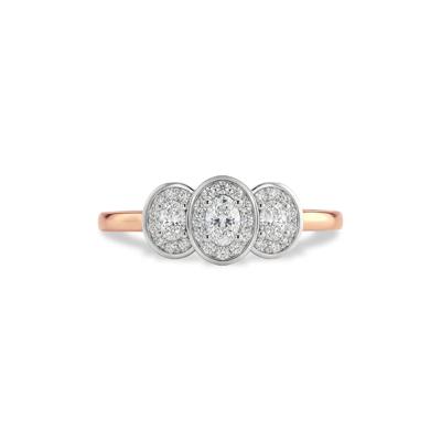 Diamond Oval Center Three-Stone Engagement Ring in 14K Rose & White Gold (5/8 ct. tw.)