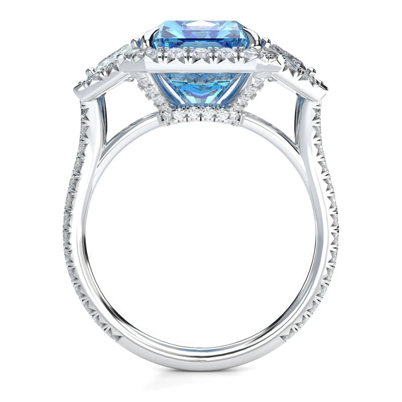 Lab Grown Diamond Blue Diamond Center Engagement Ring in Platinum (7 1/2 ct. tw.) – Image 2 of 4