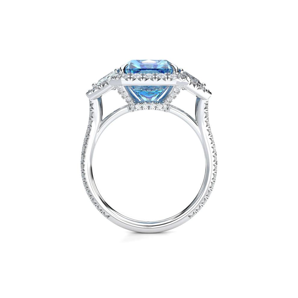Lab Grown Diamond Blue Diamond Center Engagement Ring in Platinum (7 1/2 ct. tw.) – Image 2 of 5