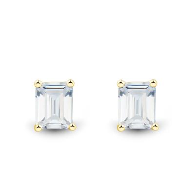 Lab Grown Diamond Emerald-Cut Four-Prong Stud