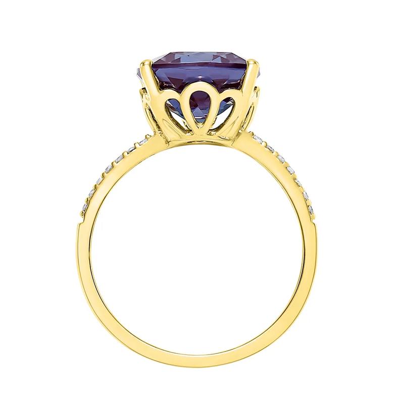 Cushion-Cut Lab Created Alexandrite Ring in 10K Yellow Gold – Image 2 of 3