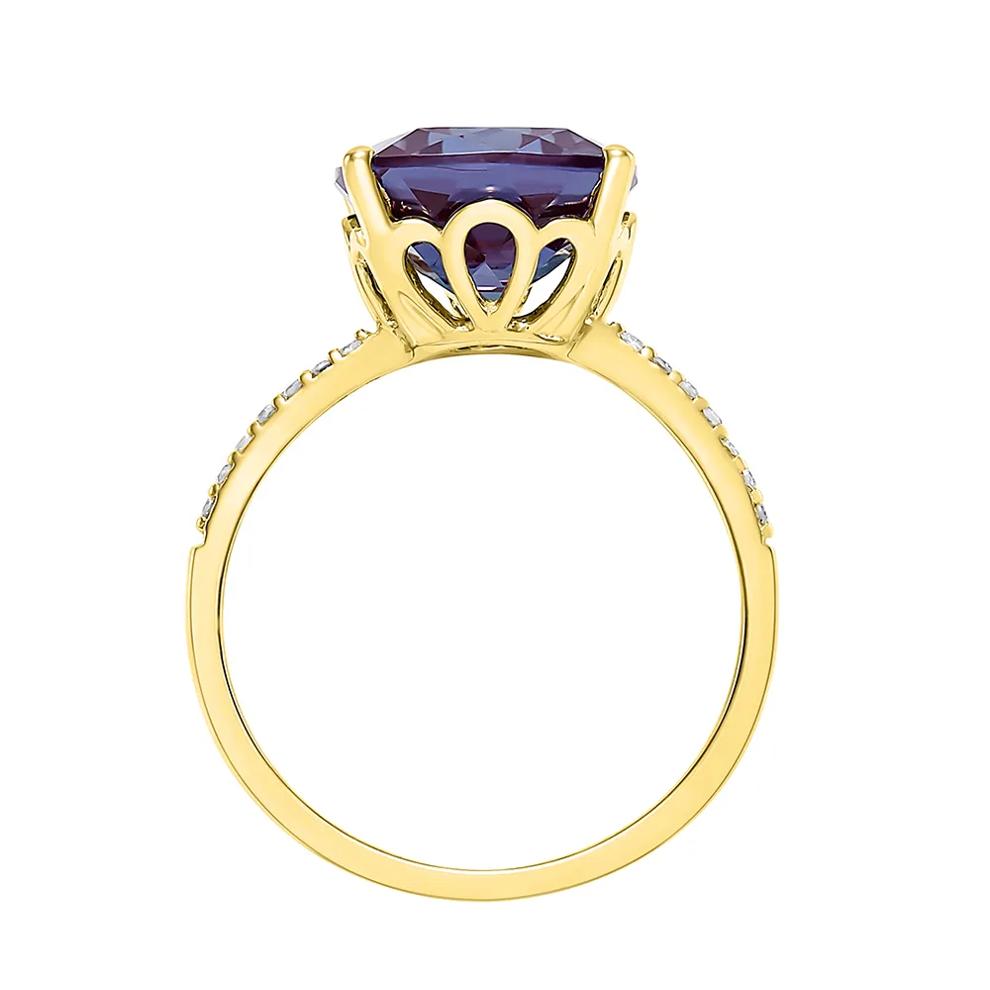 Cushion-Cut Lab Created Alexandrite Ring in 10K Yellow Gold – Image 2 of 3