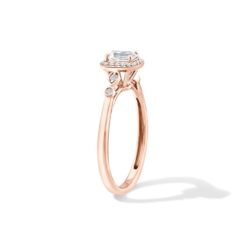 Lab Grown Diamond Emerald Center Promise Ring in 10K Rose Gold (1/2 ct. tw.) – Image 3 of 4