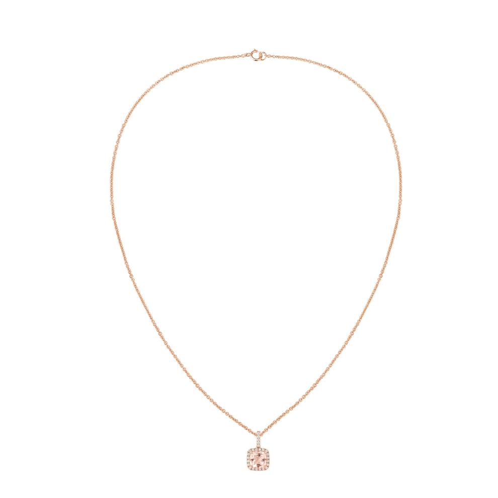 Morganite &amp; Diamond Halo Pendant in 10K Rose Gold (1/8 ct. tw.) – Image 4 of 4