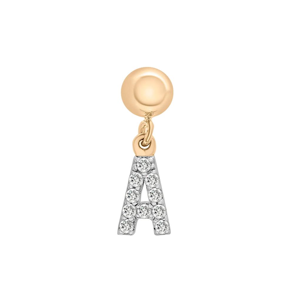 Diamond Accent A Initial Bead Charm in Vermeil – Image 1 of 3