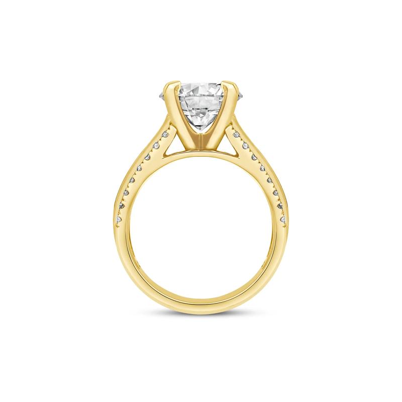 1 ct. tw. Round and Baguette-Cut Diamond Semi-Mount Engagement Ring in 14k Yellow Gold &#40;Setting Only&#41; – Image 3 of 6