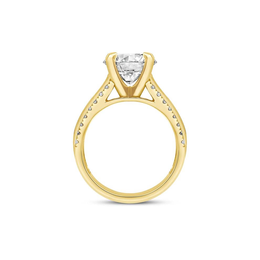 1 ct. tw. Round and Baguette-Cut Diamond Semi-Mount Engagement Ring in 14k Yellow Gold (Setting Only) – Image 3 of 6