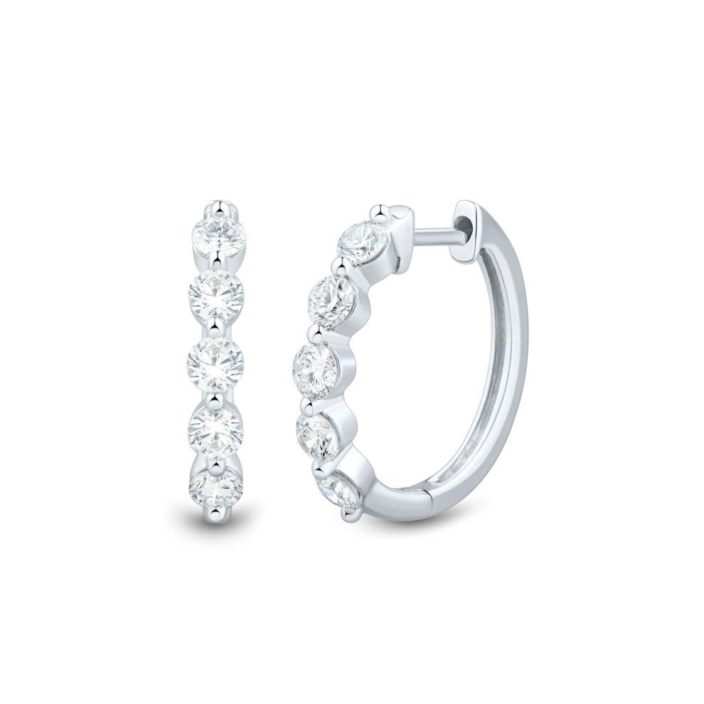 Lab Grown Diamond Five-Stone Hoop Earrings in 10K White Gold (1 ct. tw.) – Image 1 of 2