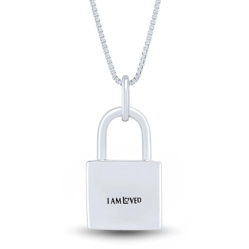 Padlock Pendant with Diamond Accents in Sterling Silver and 14K Rose Gold – Image 4 of 4