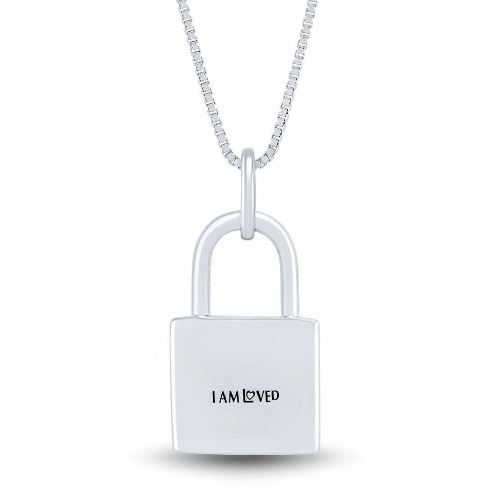 Padlock Pendant with Diamond Accents in Sterling Silver and 14K Rose Gold – Image 4 of 4