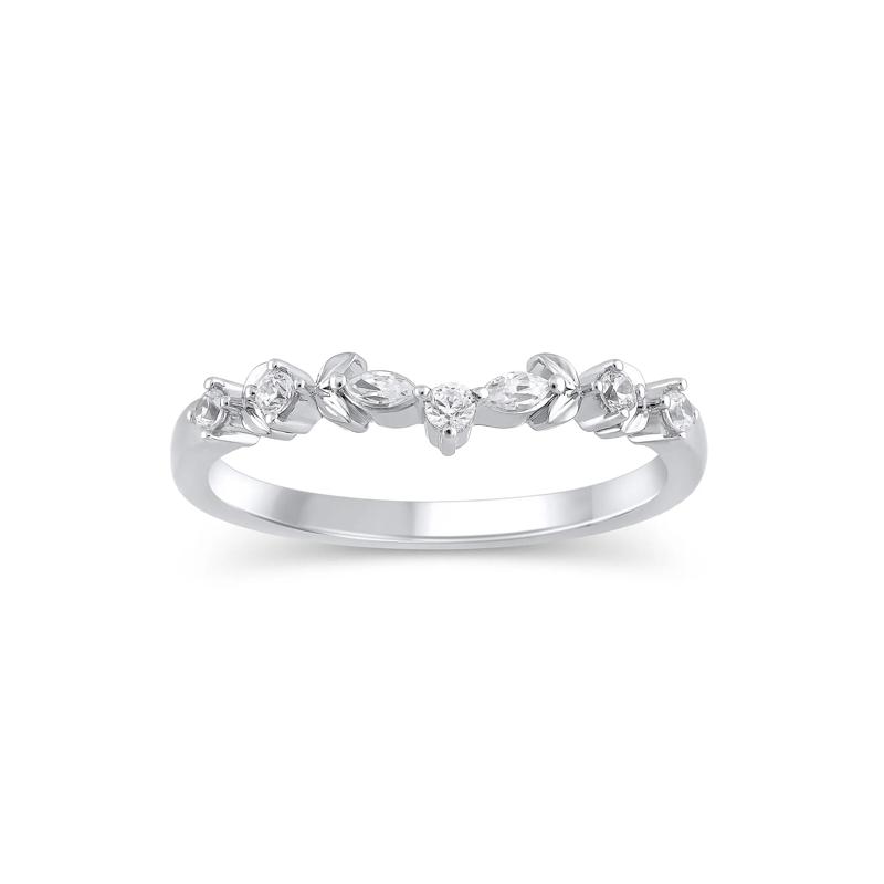 Lab Grown Diamond Contour Band in 14K White Gold &#40;1/7 ct. tw.&#41; – Image 1 of 3