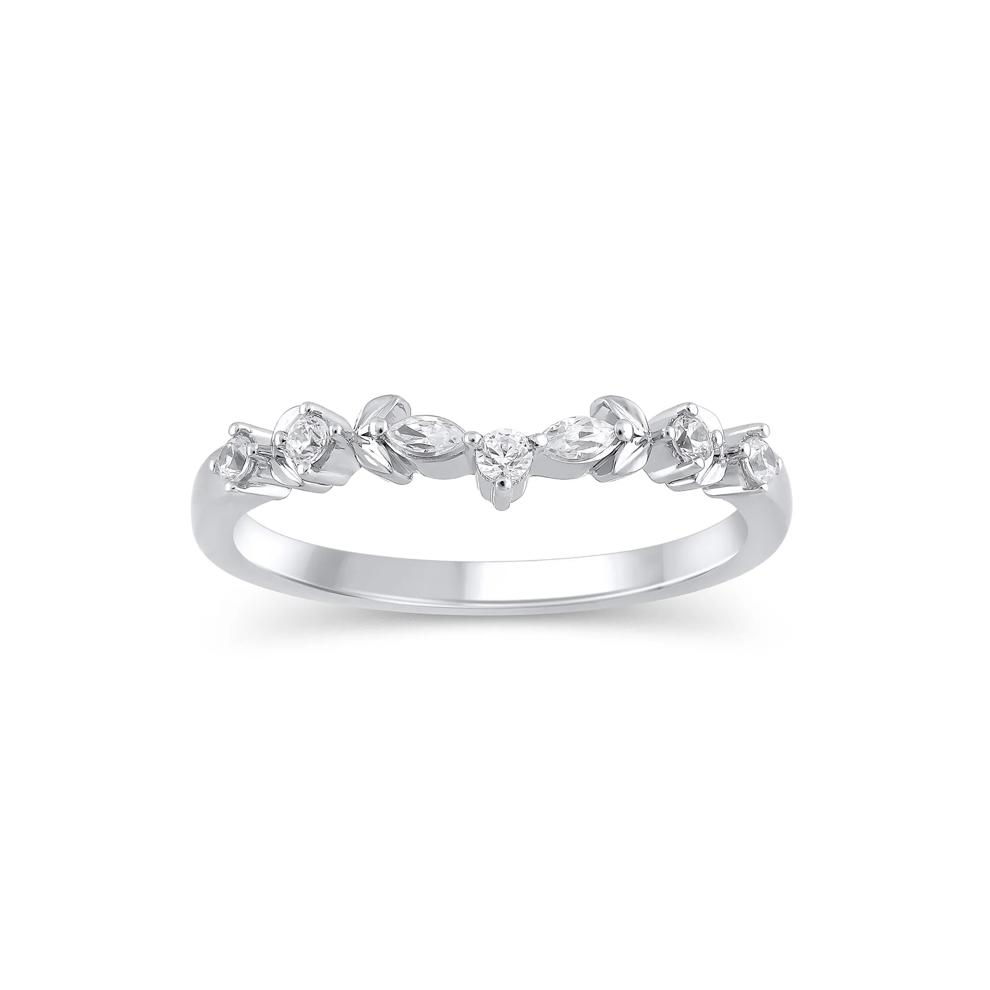 Lab Grown Diamond Contour Band in 14K White Gold (1/7 ct. tw.) – Image 1 of 3