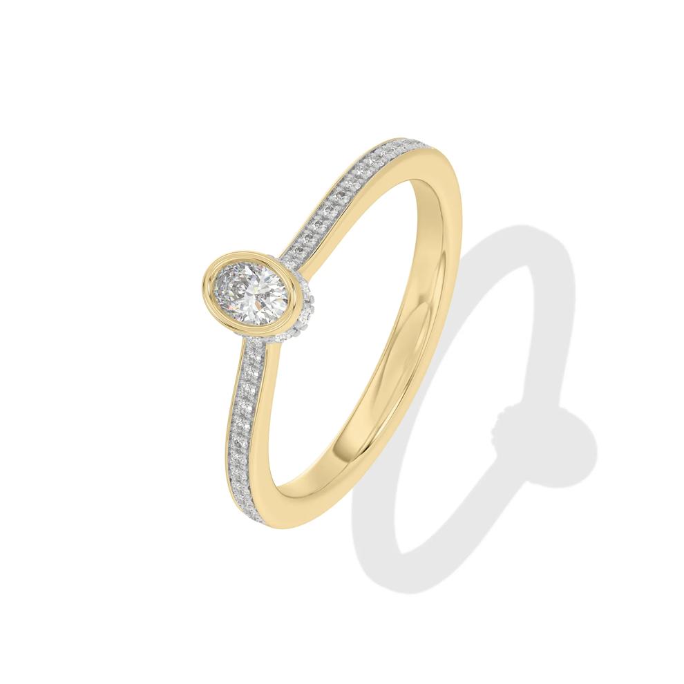 Diamond Oval Bezel Center Promise Ring in 10K Yellow Gold (1/4 ct. tw.) – Image 4 of 4