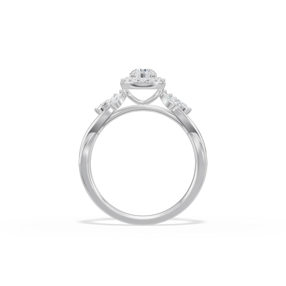 Diamond Oval Center Halo Engagement Ring in 14K White Gold (7/8 ct. tw.) – Image 2 of 4