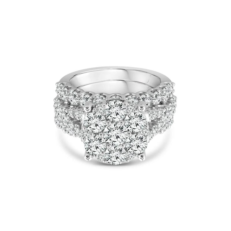 Round Lab Grown Multi-Diamond Engagement Ring Set in 10K White Gold &#40;5 ct. tw.&#41; – Image 1 of 4