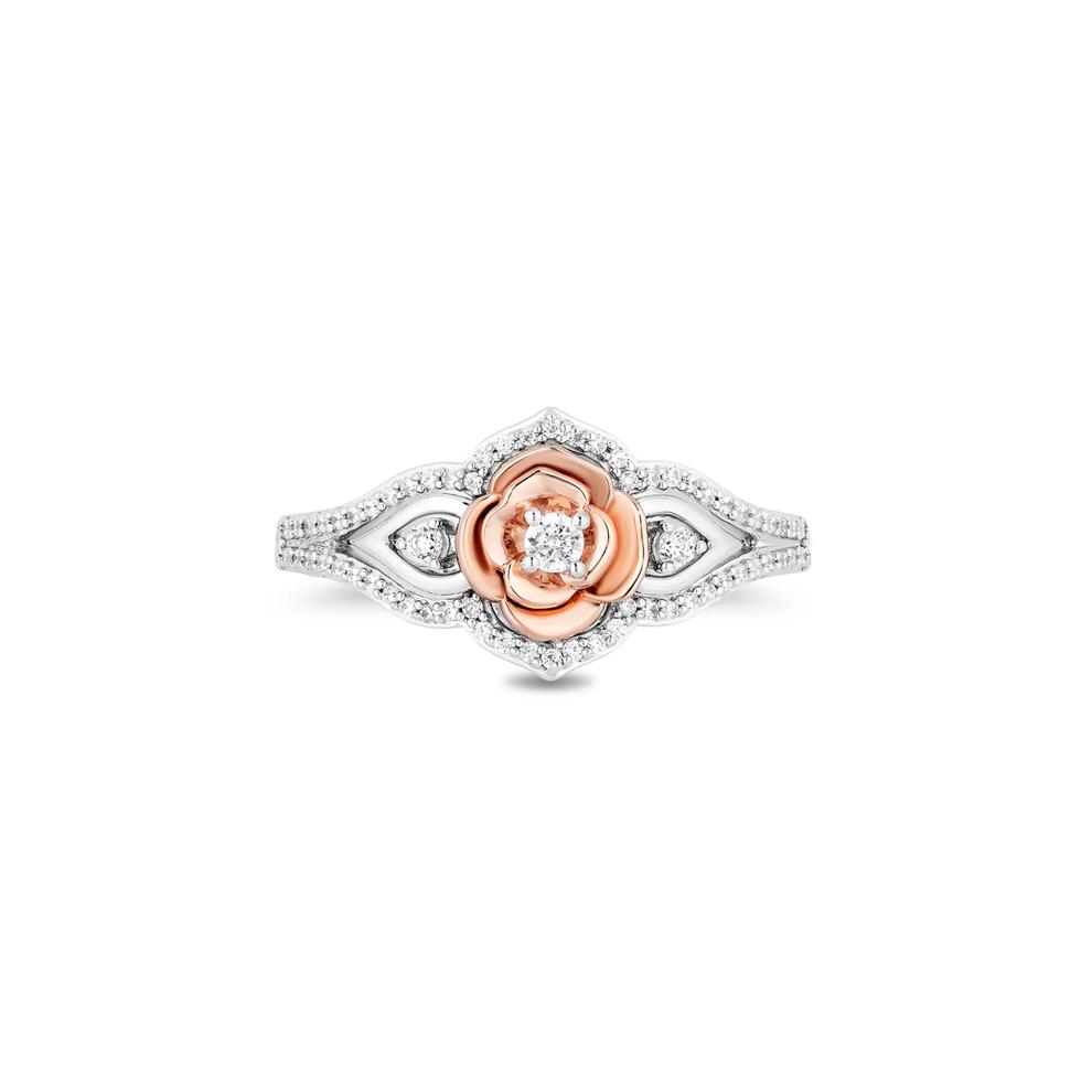 Diamond "Belle" Rose Ring in Sterling Silver &amp; 10K Rose Gold (1/5 ct. tw.) – Image 1 of 4