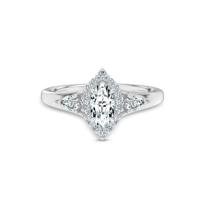 Diamond Marquise Center Halo Engagement Ring in 14K White Gold (7/8 ct. tw.)