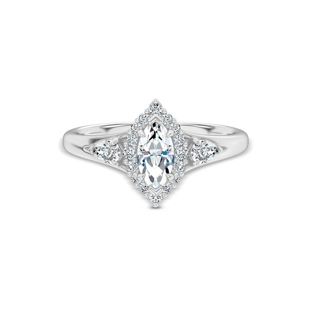 Diamond Marquise Center Halo Engagement Ring in 14K White Gold (7/8 ct. tw.) – Image 1 of 4