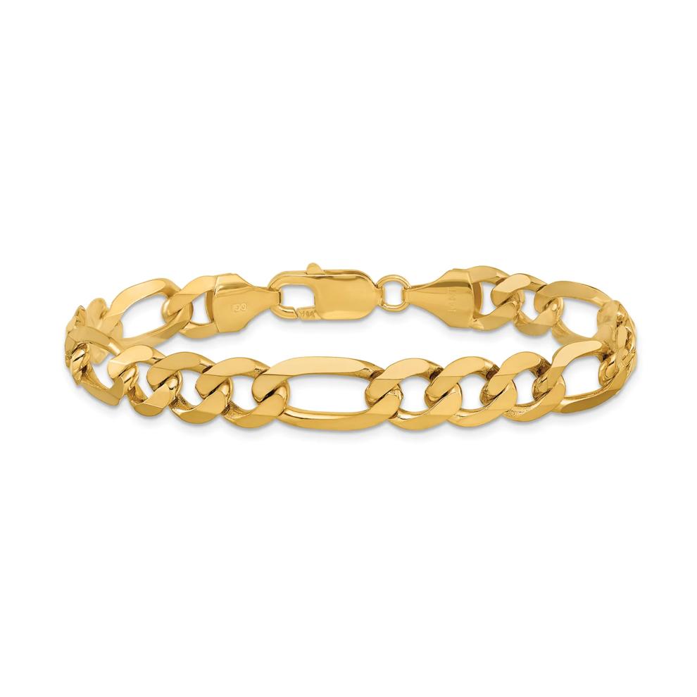 Solid Flat Figaro Bracelet in 14K Yellow Gold, 8.75MM, 8&rdquo; – Image 1 of 2