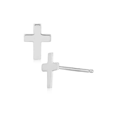 Cross Stud Earrings in 14K White Gold