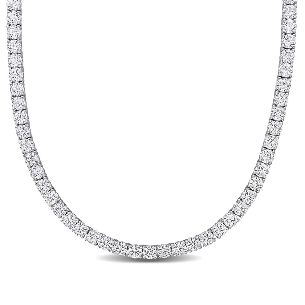 Lab Created White Sapphire Tennis Necklace in Sterling Silver – Image 1 of 2