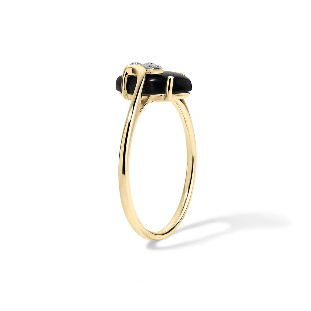 Marquise Black Onyx &amp; Diamond Accent Ring in 10K Yellow Gold – Image 3 of 4